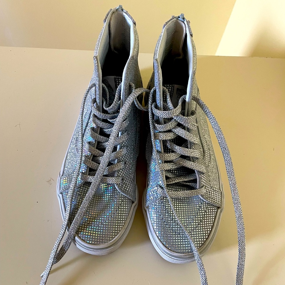 Vans off the wall silver glitter  in perfect condition